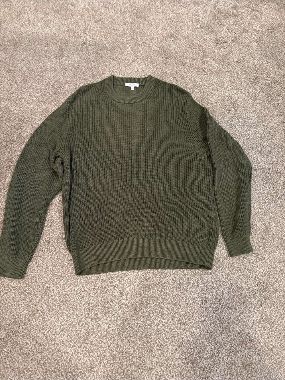 Madewell Men's Olive Green Ribbed Crewneck Sweater